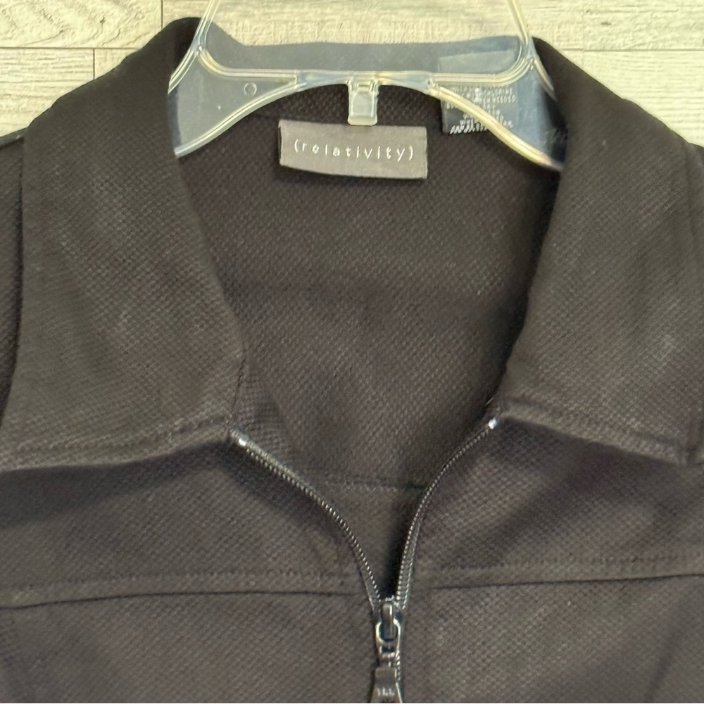 Women's Relativity Black Full Zip Jacket Size-Large Pockets Cotton/Spandex - Picture 4 of 12